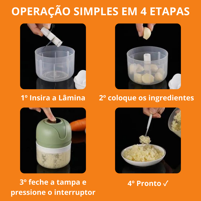 Mini Triturador Elétrico de Alimentos Portátil - USB 250ml / Bivolt